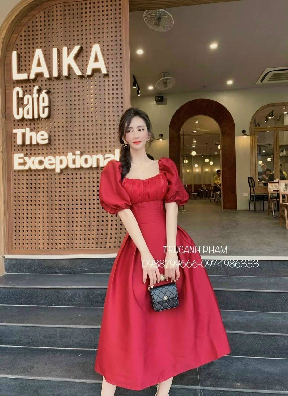 Đầm xòe tay phồng cao cấp thời trang