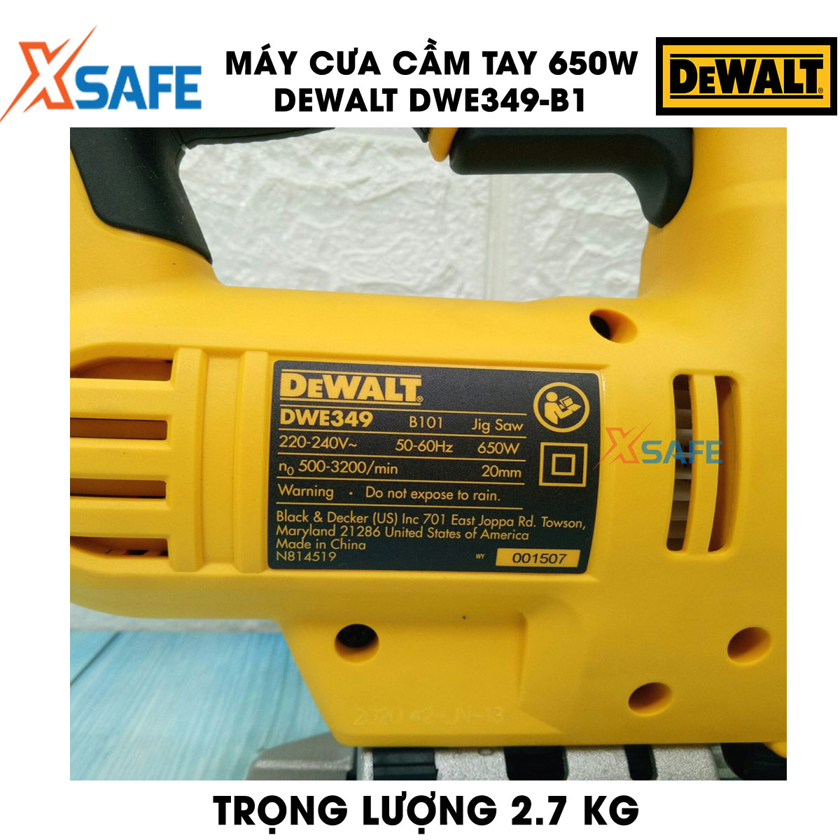 Sawing Machine handheld 650W DeWalt dwe349-b1 multi speed level. Machine saw DeWalt equipped with LED light support, smart design right compartment contains blade, ability to saw wood 75mm iron 5mm, genuine warranty 3 years-product genuine XSAFE