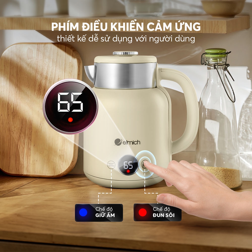 Ấm siêu tốc Elmich KEE 8456 (Mầu Vàng/ Xanh Lá/ Xanh Nhạt, Công suất 2.200W, Bảo hành 3 năm)