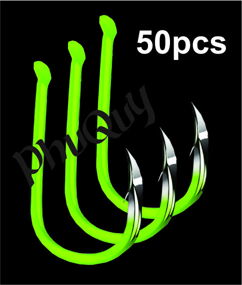 Hộp 50 Lưỡi Câu Cá Màu Xanh Neon (Mã: SP-PQ)