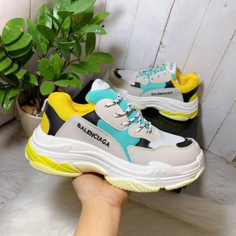Giày đế cao nam nữ -balenci trắng vàng chuẩn đẹp - tặng hộp