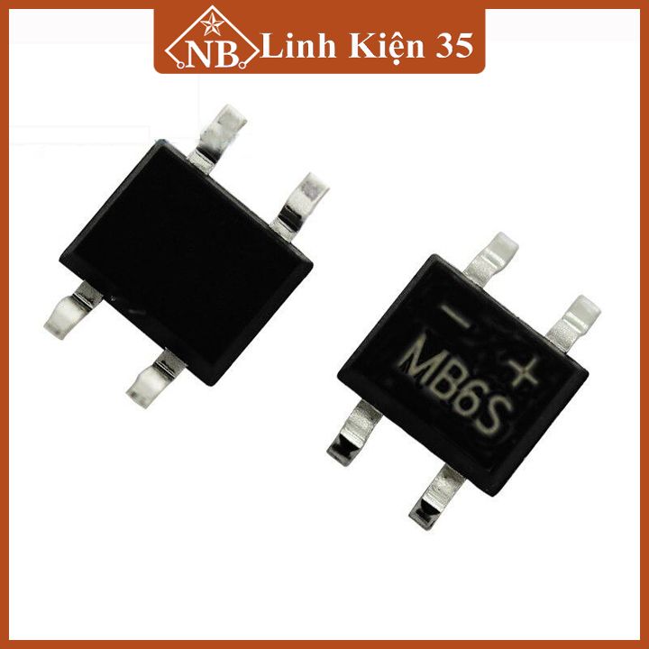 Diode cầu MB6S điện áp 600V dòng 0.5A chân dán SOP4
