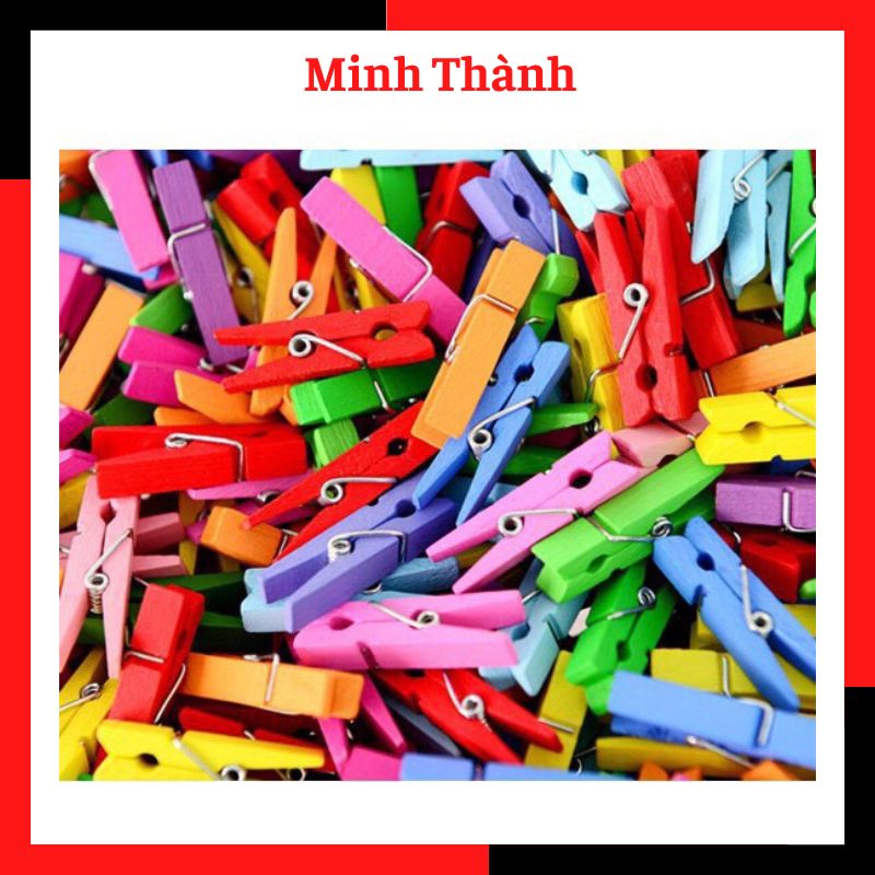 Set 100 kẹp gỗ treo ảnh (tặng dây treo)