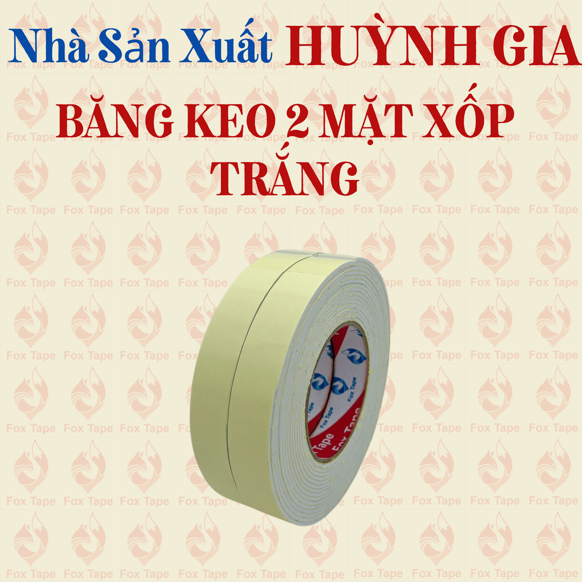 Băng Keo Hai Mặt Xốp Trắng Nhiều Size