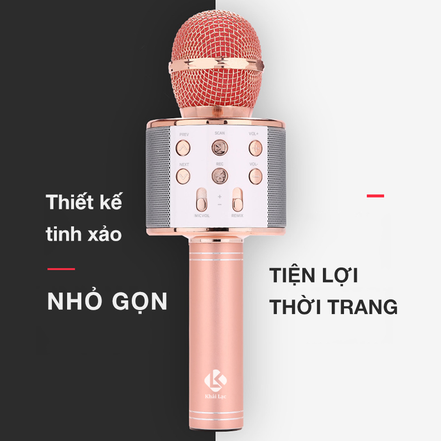 Mic Hát Karaoke Bluetooth Không Dây WS858 - Âm vang - Ấm - mic hát karaoke cầm tay mini