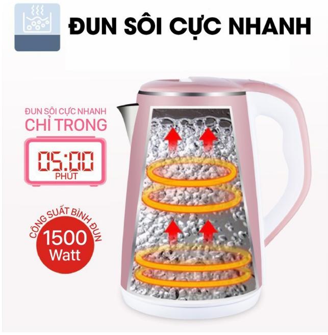 Ấm siêu tốc 2 lớp Thái Lan 2.5L