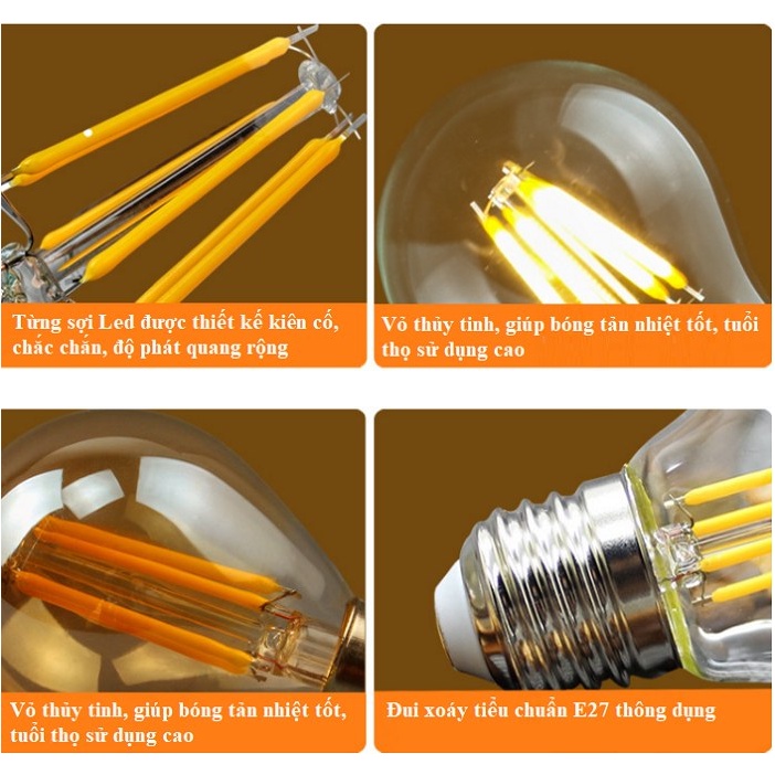 Bóng đèn led edison A60 4w ánh sáng vàng