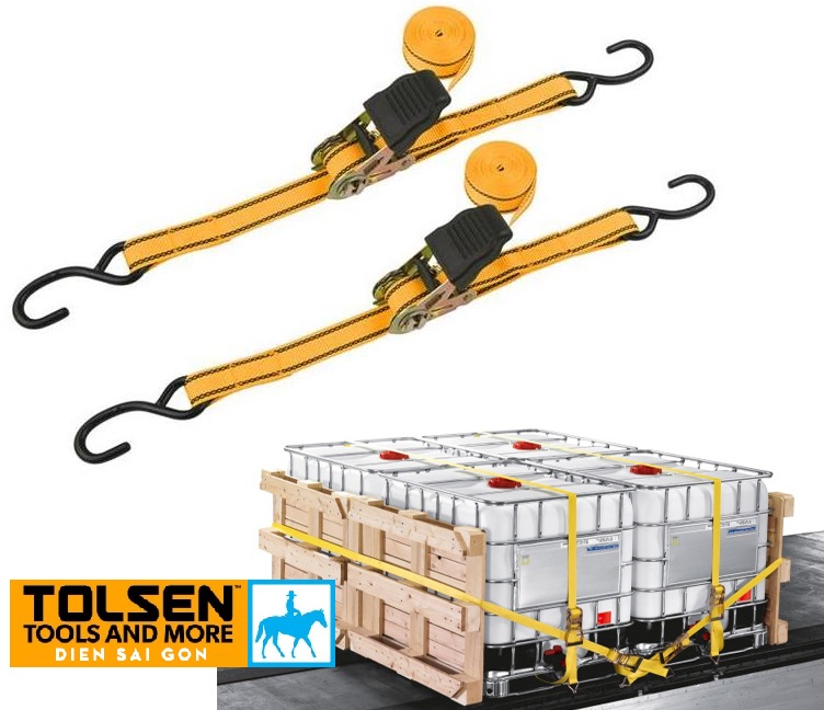 Bộ 2 dây đai tăng đơ chằng hàng cột hàng cho xe máy xe tải 5 mét Tolsen 62252