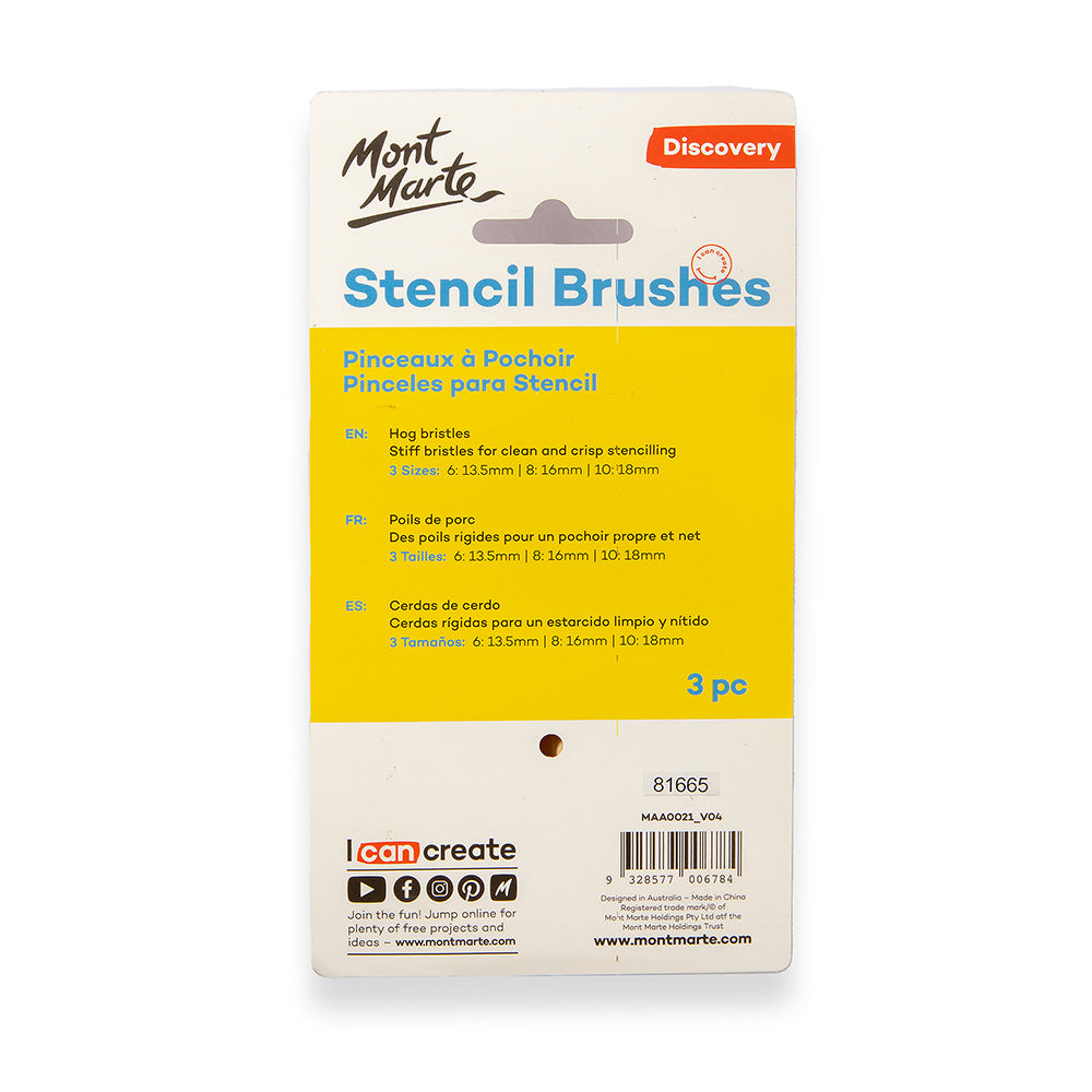 [Giao Hỏa Tốc] Bộ 3 Cọ Stencil Mont Marte - Studio Stencil Brushes Pkt 3 - MAA0021
