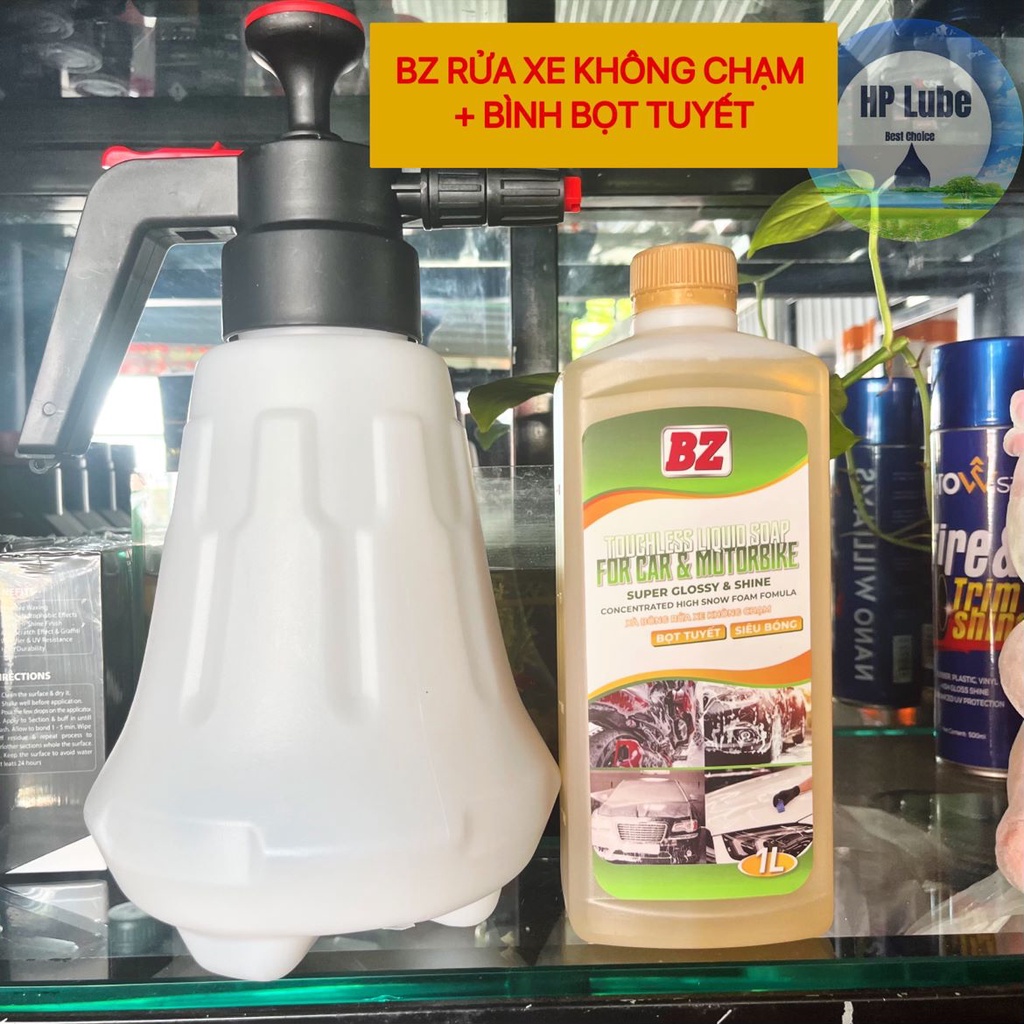Nước Rửa Xe BZ, Xà Bông BZ Không Chạm Đậm Đặc, Siêu Bọt an toàn cho da tay - Rửa không chạm với bình bọt tuyết- Cam kết chính hãng