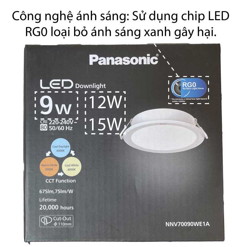 Đèn led âm trần 9w đổi màu Pana NNV70090WE1A