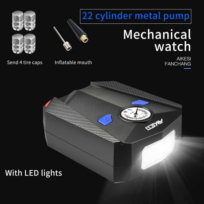 Máy bơm lốp ô tô aikesi đồng hồ cơ - máy bơm lốp ô tô đa năng máy bơm lốp xe ô tô mini