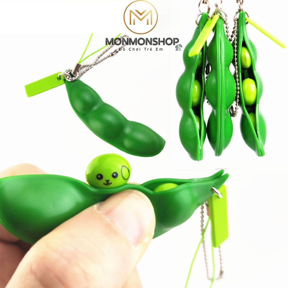 Móc Khóa Hạt Đậu(Đậu Hà Lan) Xả Stress dùng để bóp vui nhộn