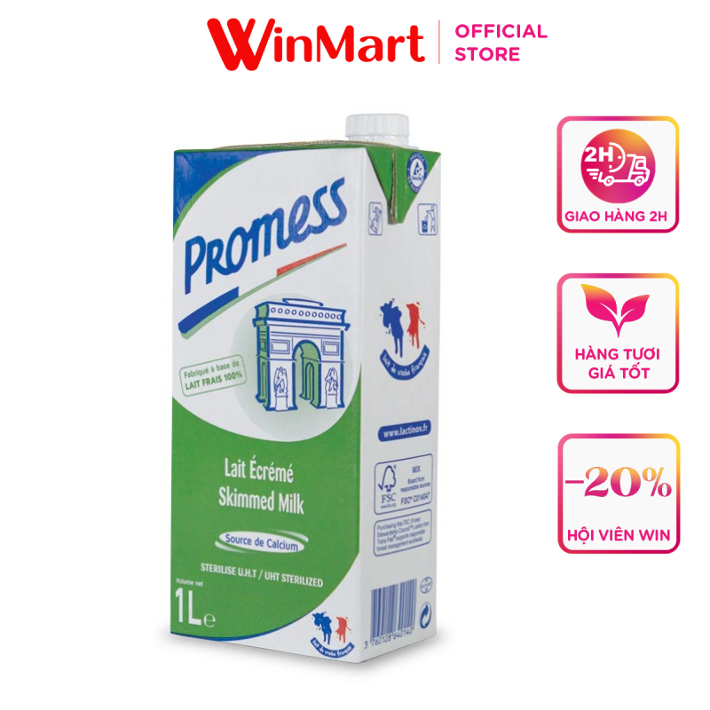 - Sữa tươi không béo Promess hộp 1L