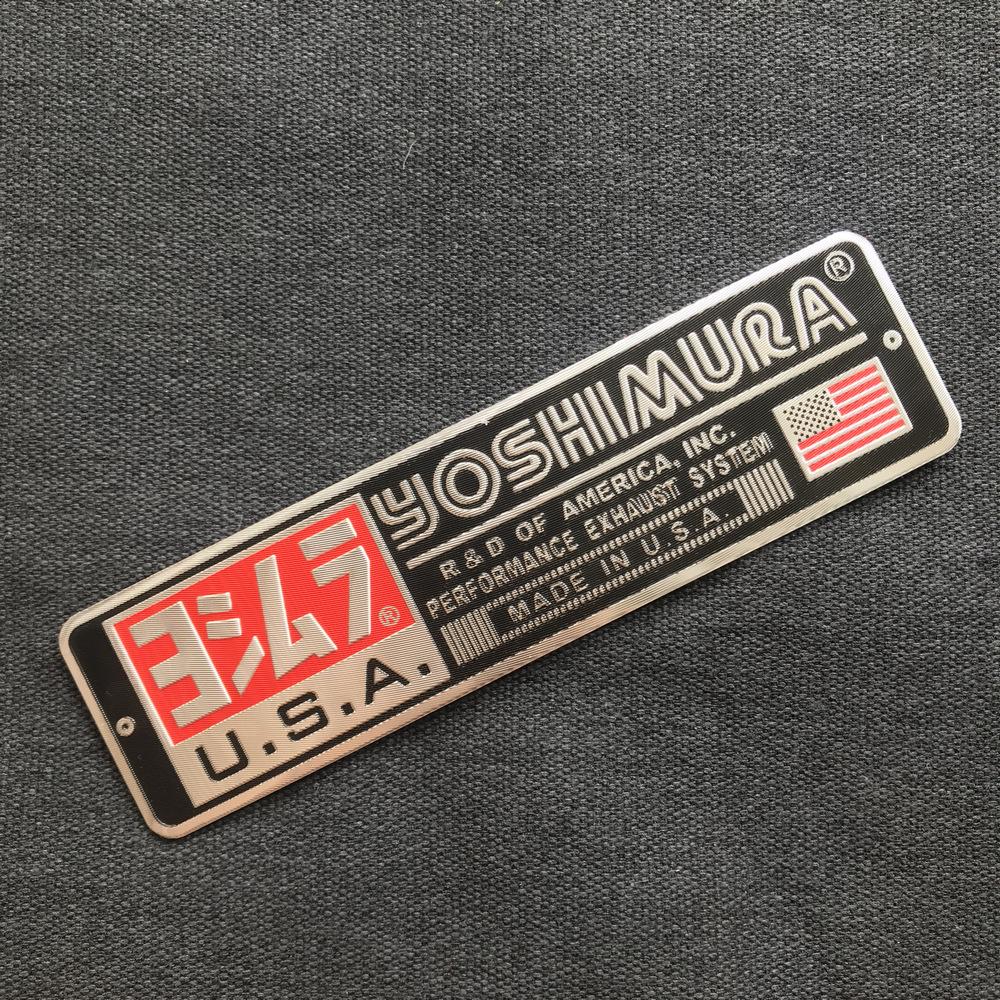 Tem NHÔM Logo huy hiệu dán gắp xe máy keo 3M chữ nỗi YOSHI (kiểu 1)