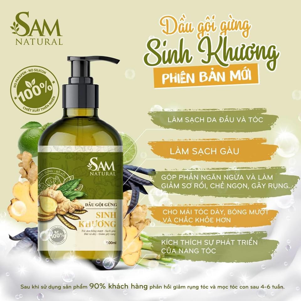 { phiên bản mới } Dầu Gội Sinh Khương Sam Natural 500ml