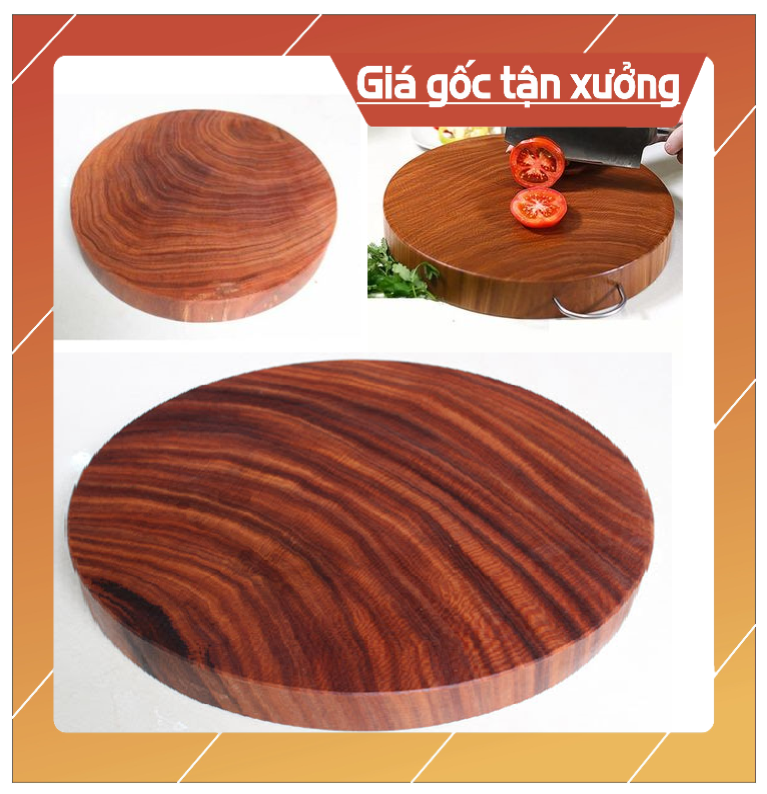 Thớt gỗ nghiến nguyên khối đường kính 24cm x dày 2,5cm