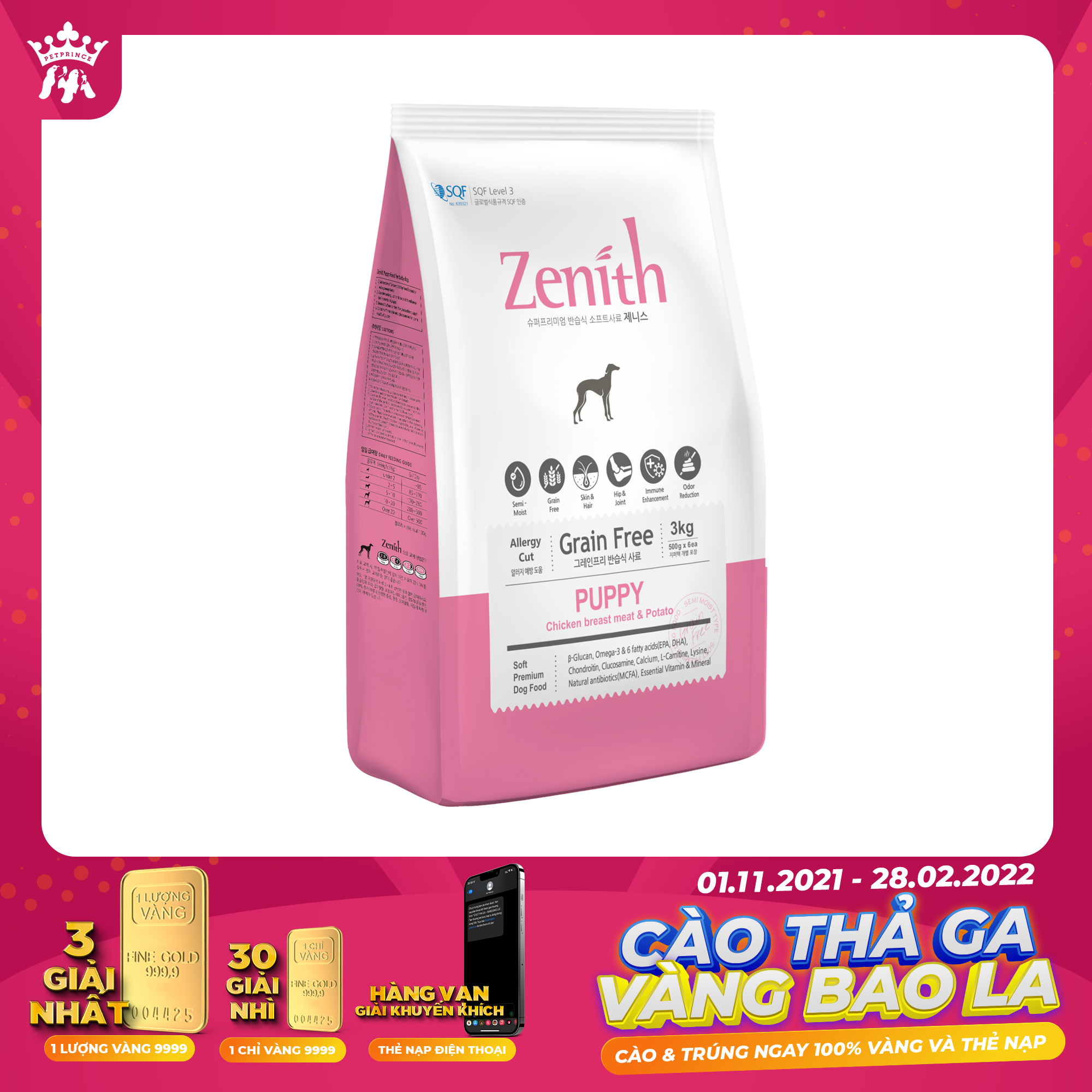 [HCM]ZENITH THỨC ĂN HẠT MỀM CHO CHÓ - Chó con Puppy 3kg