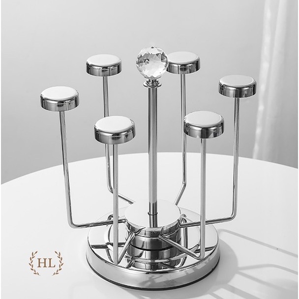 Giá úp cốc inox cao cấp xoay 360 độ