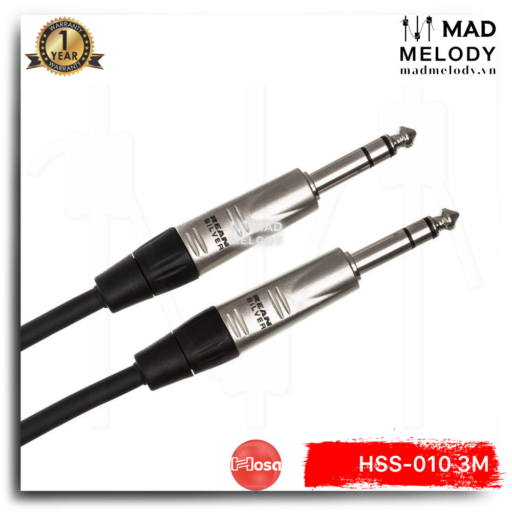 Hosa Pro Balanced Interconnect HSS-010 (3m) (REAN 1/4in TRS - 1/4in TRS) [Dây cáp 6ly TRS đầu REAN NEW]