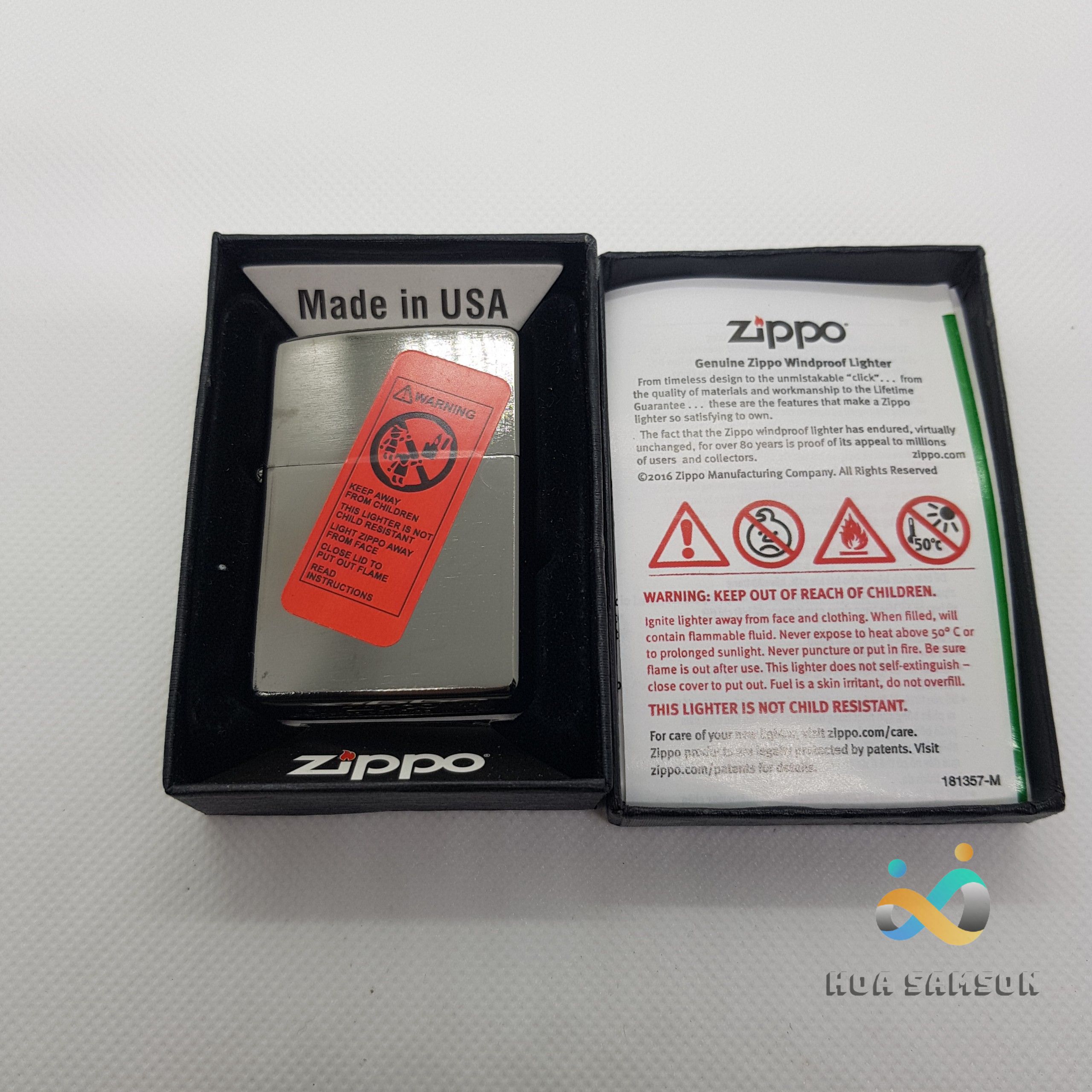 Bật lửa Zippo Mỹ Fullbox Đen xước