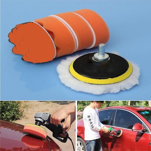 Bộ phụ kiện cho máy đánh bóng xe ô tô mini - Đầu nỉ pad đánh bóng nhựa 7 món: Đế Pad đánh bóng: 1 cái   Phớt lông cừu đánh bóng: 1 cái Len nệm phẳng : 2 cái Len nệm sóng : 2 cái Đầu chuyển gắn máy khoan : 1 cái M10