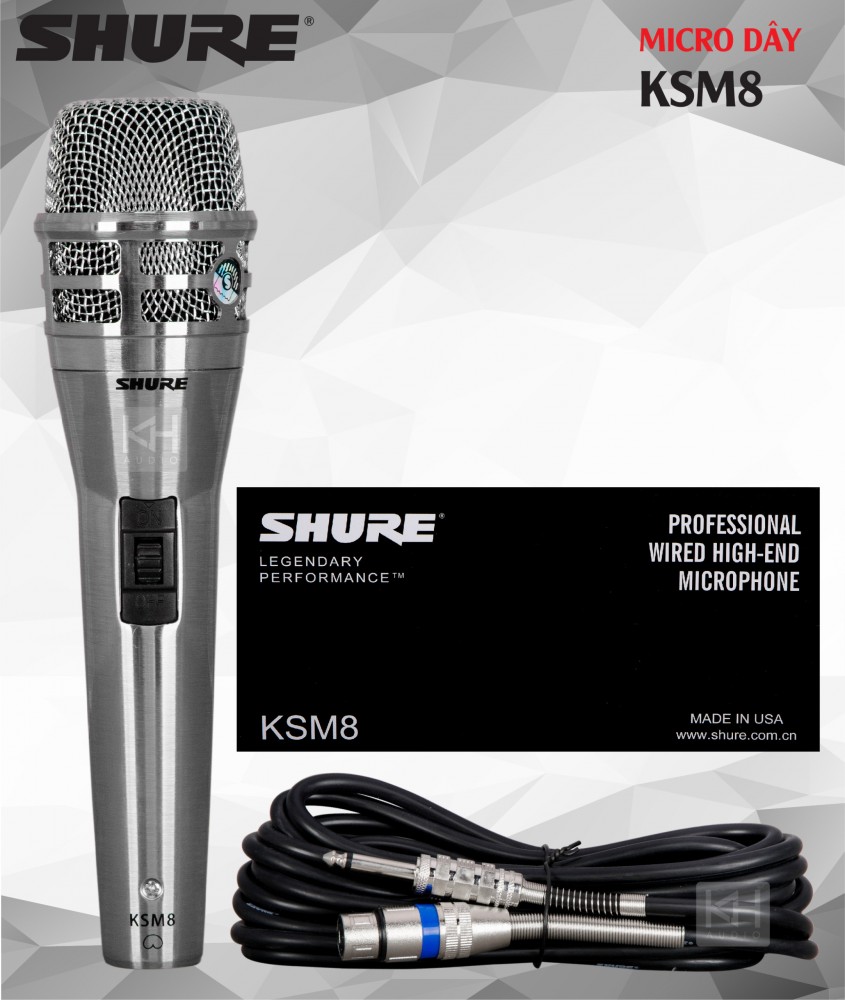 Micro shure ksm8 có dây giá rẻ micro day shure ksm8 âm thanh trong chuẩn micro hát karaoke gia đình.