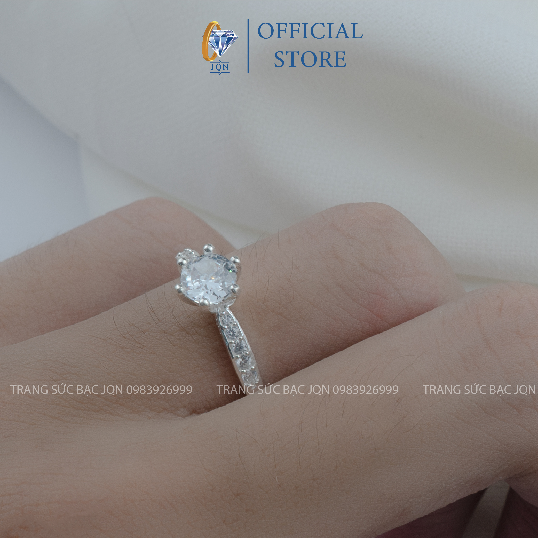 Nhẫn Bạc Nữ JQN Nhẫn Nữ Đính Đá N16