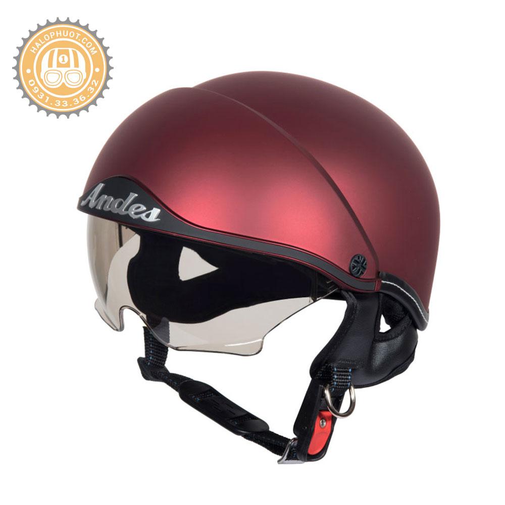 Nón bảo hiểm Andes 139 Kính Âm (Đỏ Đô Nhám)