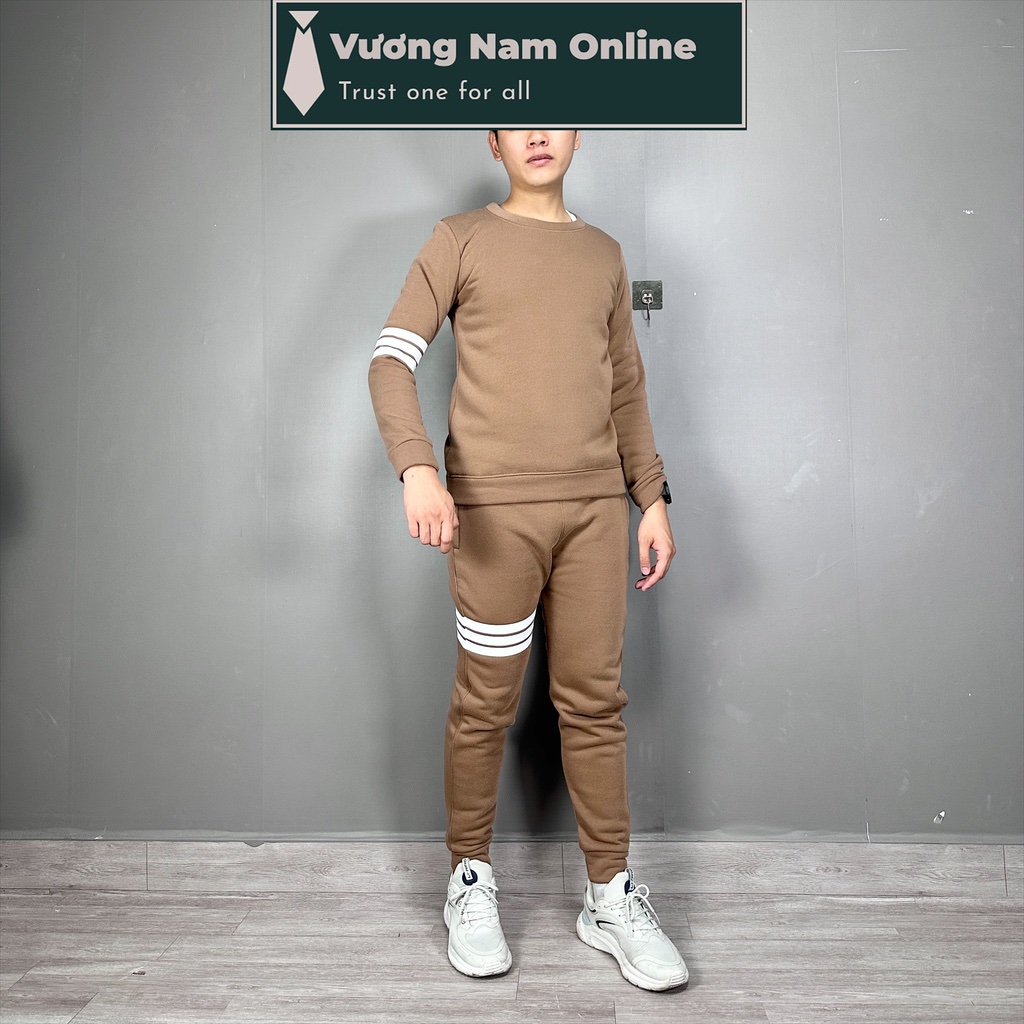 Set bộ nỉ nam thu đông lót lông 3 sọc thể thao