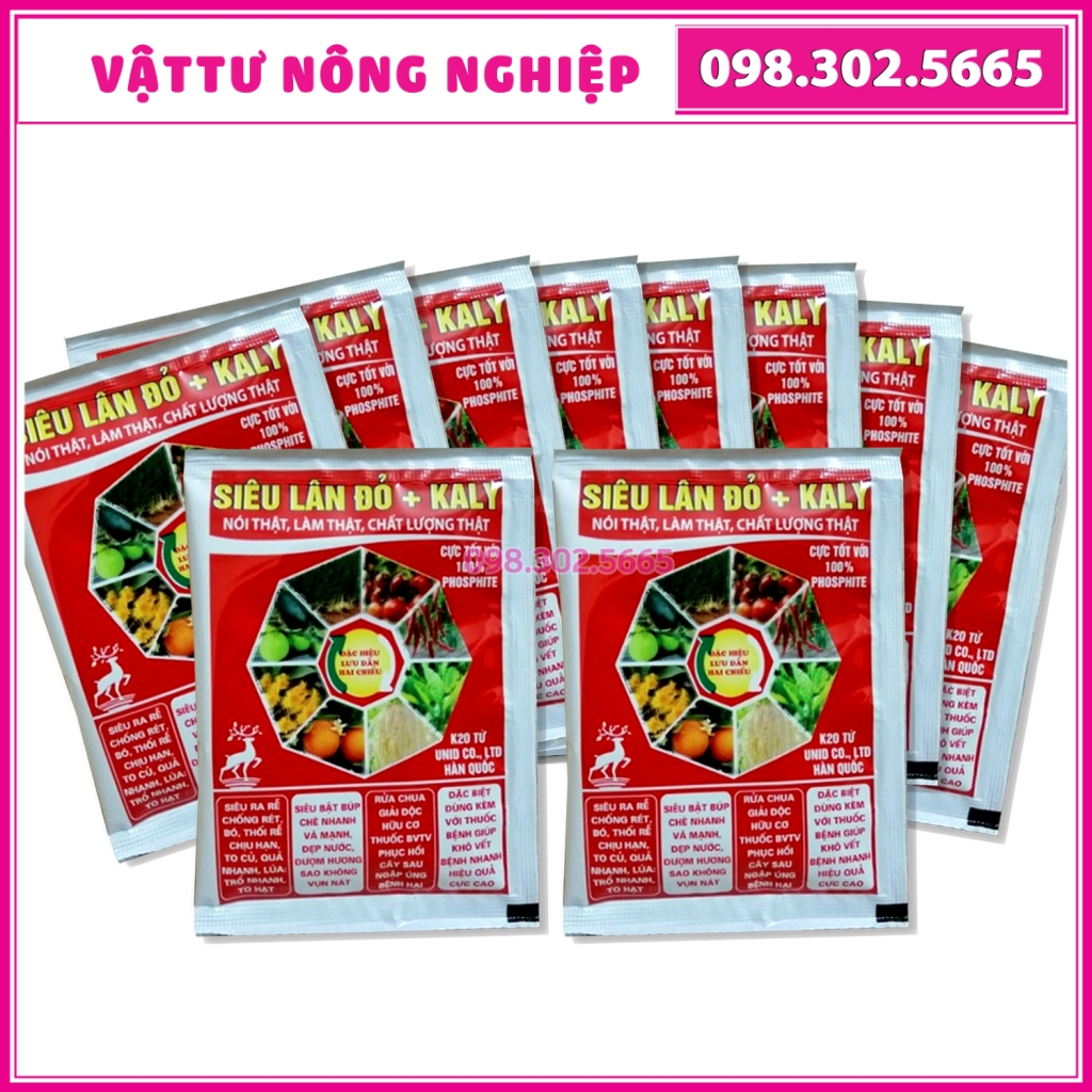 10 gói Phân bón Siêu lân đỏ + kali kích ra rễ và phân hóa mầm hoa - chống nghẹt rễ, vàng lá sinh lí, sinh chồi