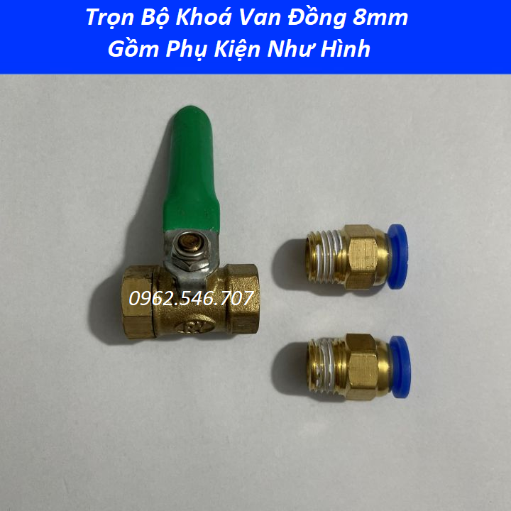 Van khoá ống 8mm chất liệu Đồng Thau