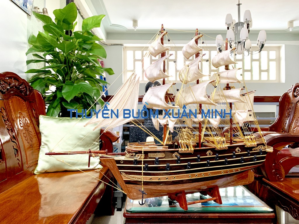 Mô Hình Thuyền Chiến Cổ Napoleon Gỗ Căm Xe | Hàng Xuất Khẩu | Thân 60cm