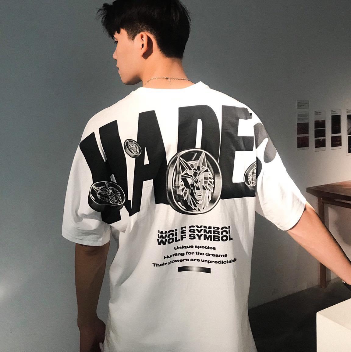Áo thun tay lỡ form rộng Hades Wolf Symbol phong cách unisex cho cả nam nữ vải cotton 100% co dãn 4 chiều có tem mạc đầy đủ hình in to và cực bền AL55 - Áo thun tay lỡ Unisex