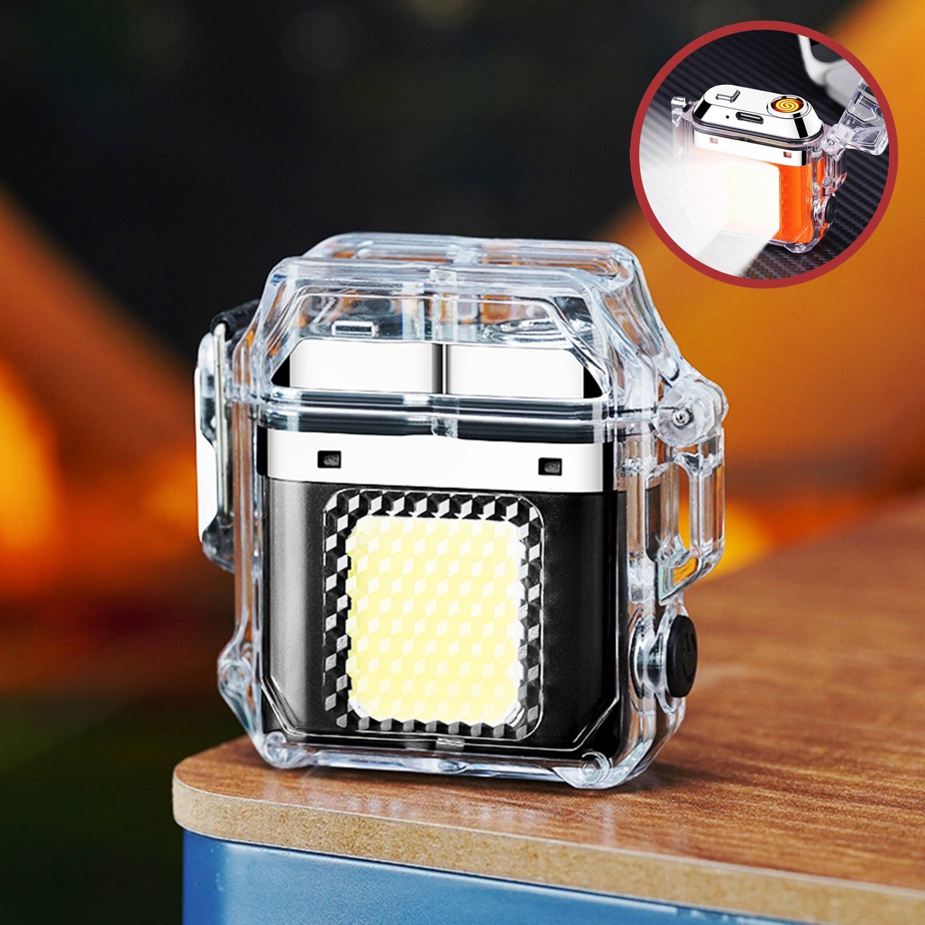 BẬT LỬA ĐIỆN CUỘN CÓ ĐÈN COB SIÊU SÁNG (FULLBOX) - SẠC ĐIỆN