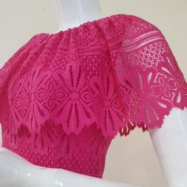 ZERASY - Đầm body phối bèo cổ màu hồng