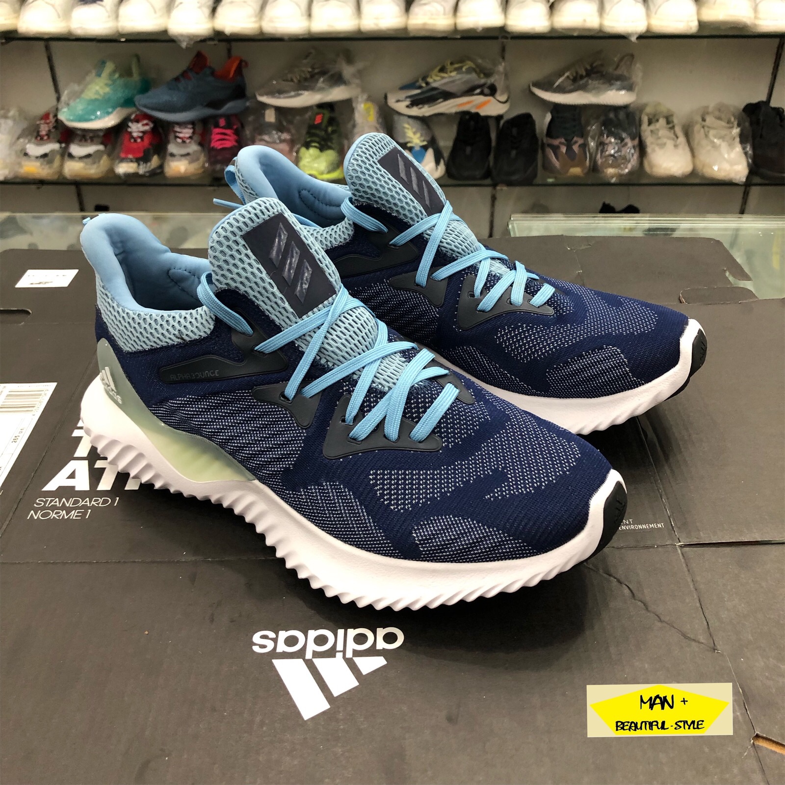 GIẢM GIÁ SỐC Giày thể thao sneaker Alphabounce Beyond 2018 xanh đế trắng