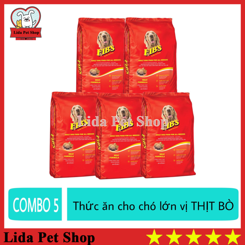 HN- (COMBO 5 GÓI) Fib 400g Thức ăn cho chó lớn vị thị bò - Thức ăn cho mọi loại chó trươ-ng tha-nh