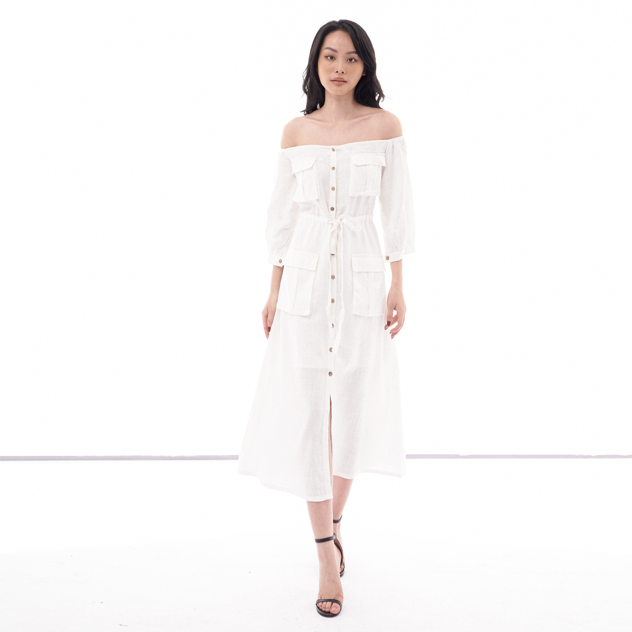 Váy liền nữ trễ vai Linen 2ND DATE ADR045W