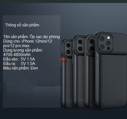 Ốp lưng kiêm sạc dự phòng 12 Pro Max/ 12 Pro/ 12 Mini/ 12