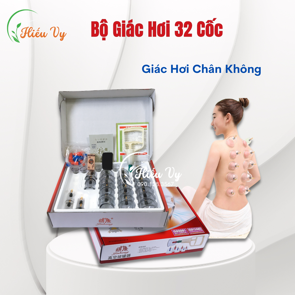 Bộ giác hơi không lửa 32 cốc, bộ giác hơi chân không 32 ly nhựa cứng loại 1