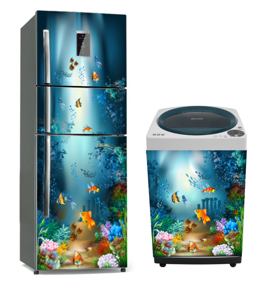 Combo Decal dán máy giặt tủ lạnh