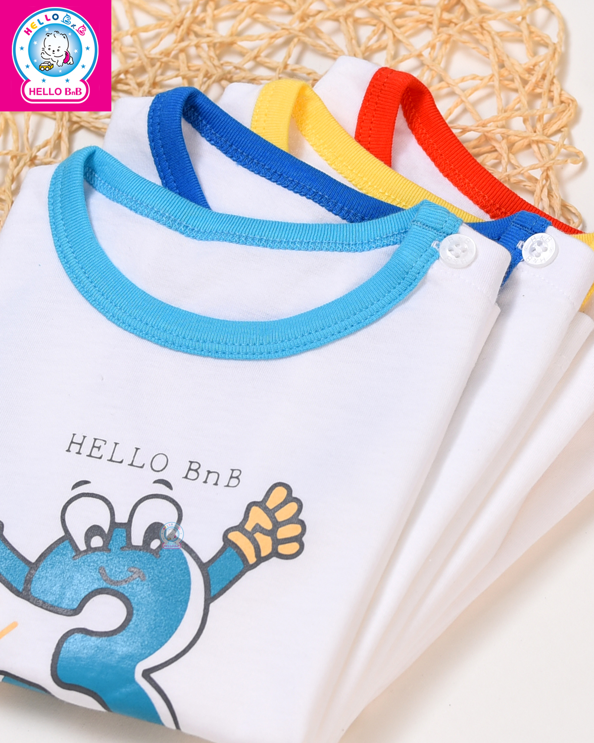 Áo sát nách HELLO B&B AL0024 (Viền màu và hình in ngẫu nhiên)