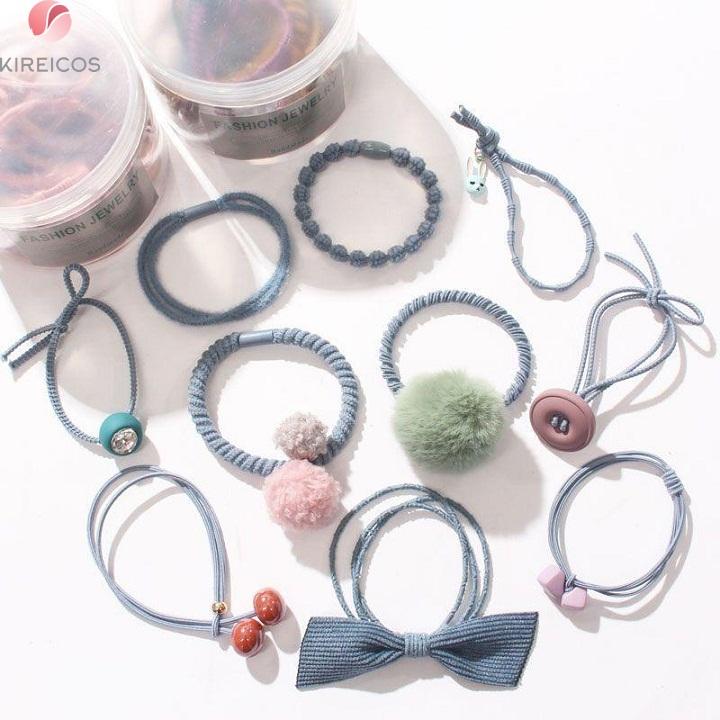 Set 10 dây cột tóc buộc tóc cúc áo hàn quốc cao cấp