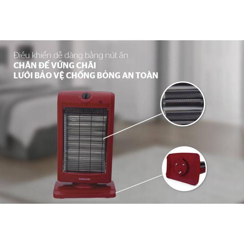 (Lỗi 1 Đổi 1)Sưởi Điện 3 Bóng Halogen Sunhouse Shd7016 Mới 100.0%