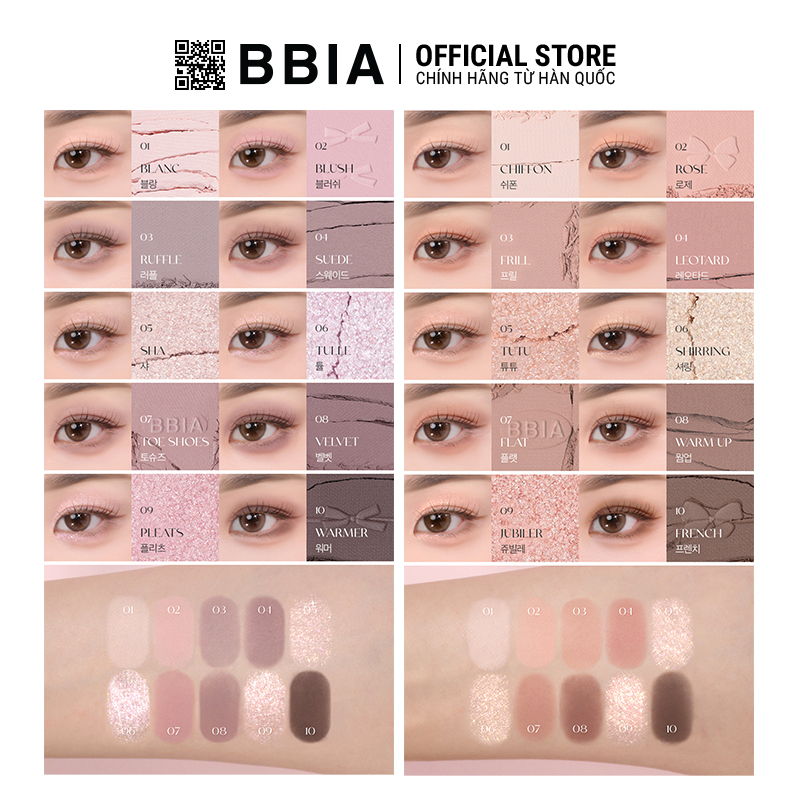 Bảng phấn mắt 10 ô dễ tán và bám màu tốt BBIA Essential Eye Palette 8.5g