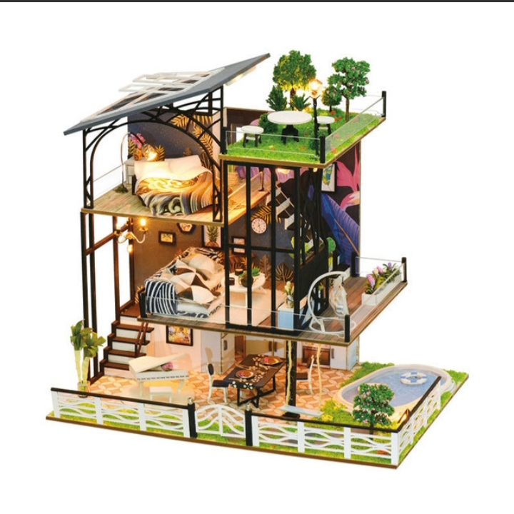 Mô hình nhà gỗ DIY - Behind blue seaside