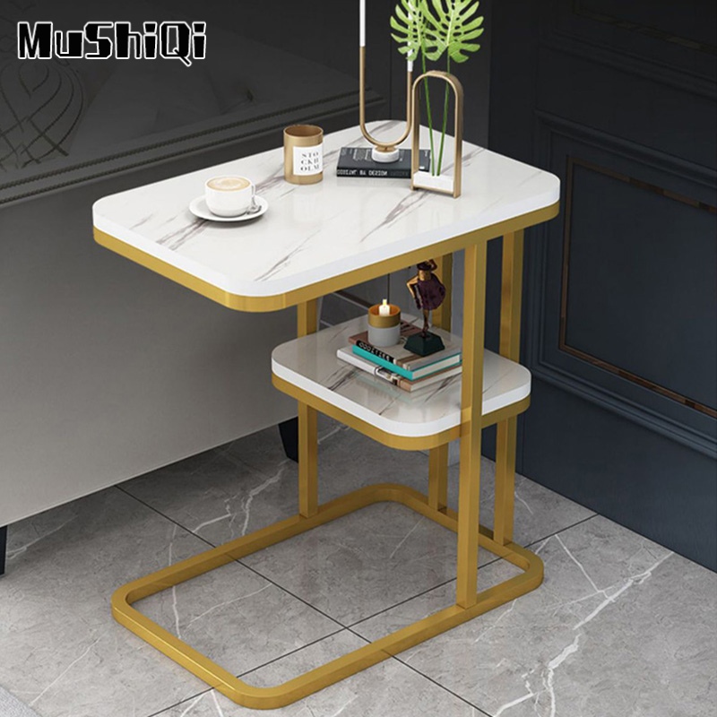 coffee table sofa side table Coffee table modern Coffee table, coffee table, sofa table, multipurpose reception table, marble pattern, strong, made of marble. strong steel frame Movable coffee table