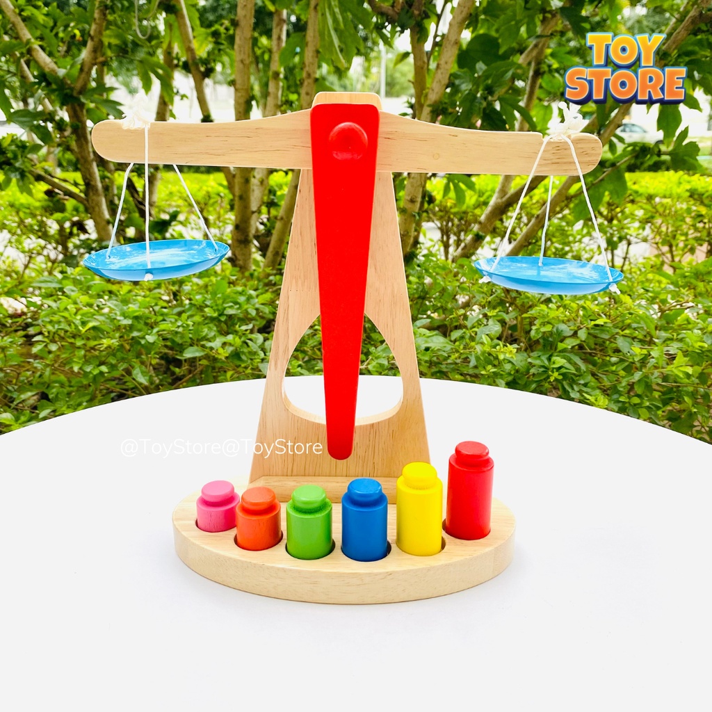 Đồ chơi cân gỗ bán hàng đồ chơi nhà bếp cân gỗ tính toán thú vị cho bé