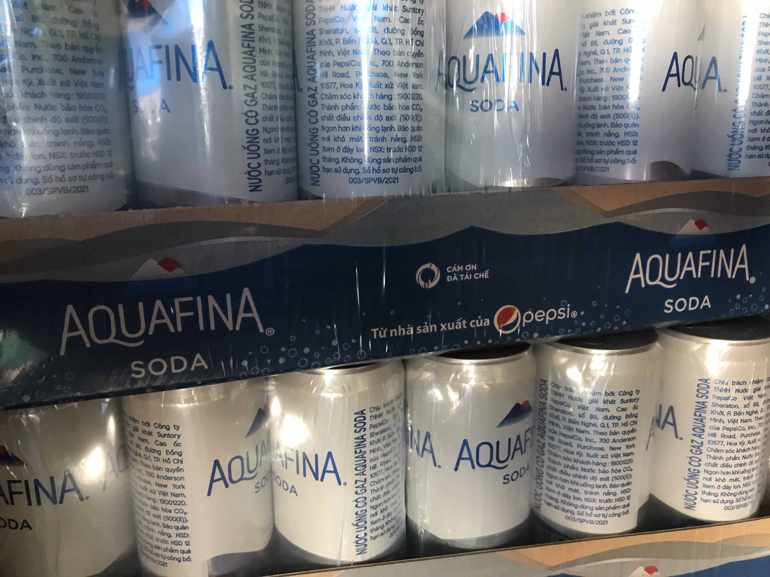Thùng 24 lon Nước Uống Có Gas Aquafina Soda 320ml Lon